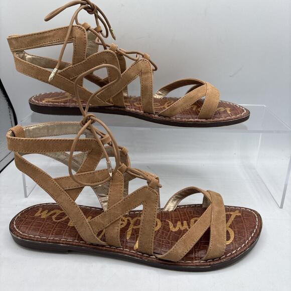 Sam Edelman Gemma Gladiator Sandals Size 8.5 Brown Lace-Up Women’s Flats - Picture 2 of 9